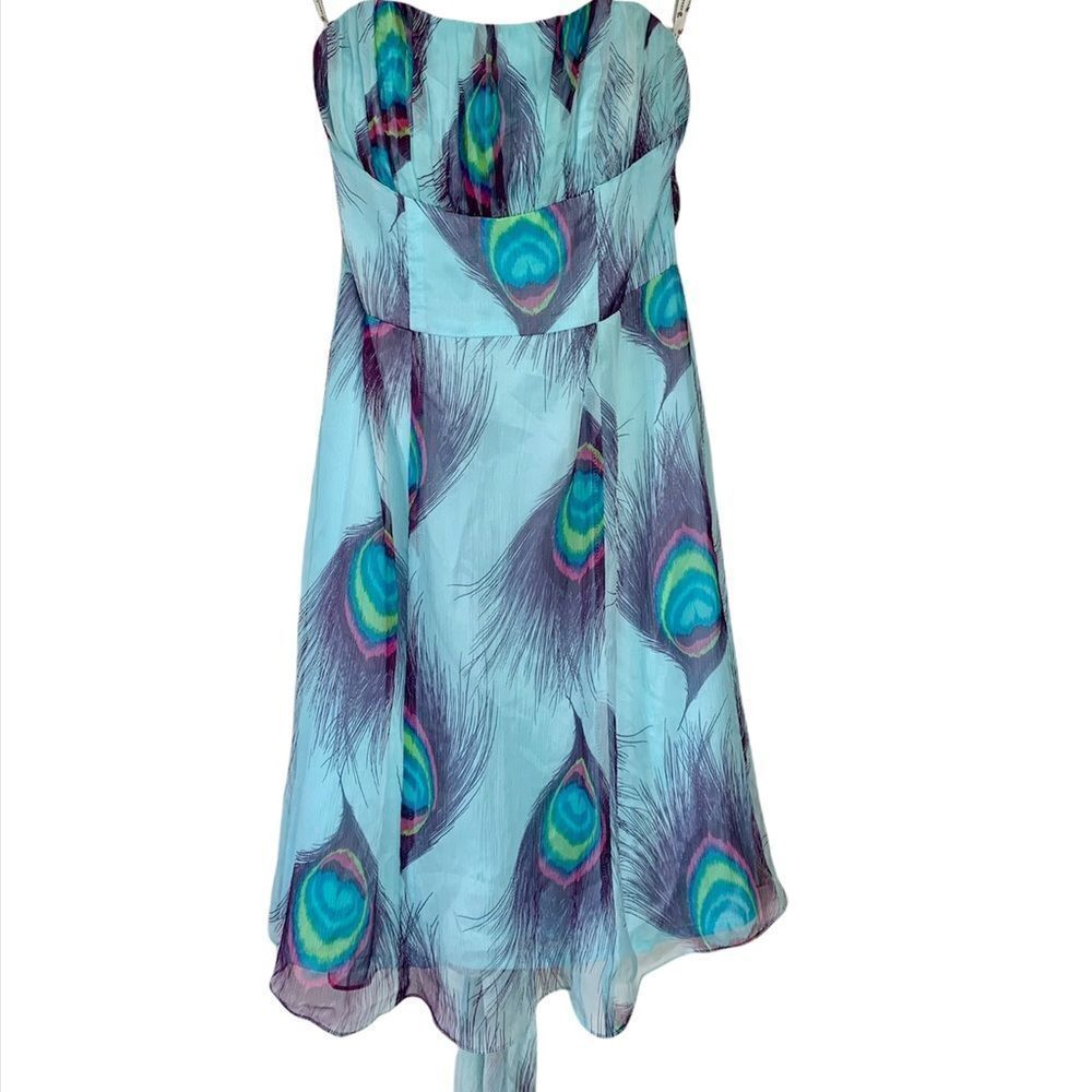 Nwt Nanette Lepore Peacock Shirred Strapless Dress Size 2